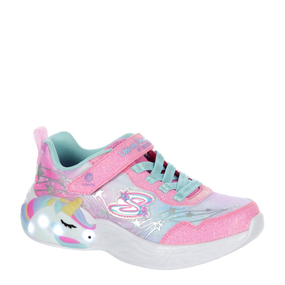 Pink Girls Little Kid Unicorn Dreams Light Up Sneaker | Skechers | Rack ...