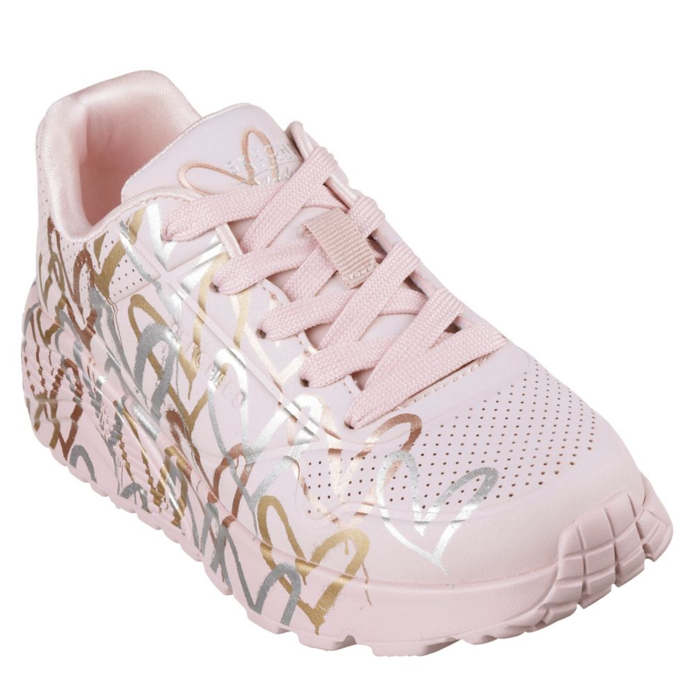 Rose Gold Skechers Girls Little-big Kid Uno Lite James Gold Crown ...