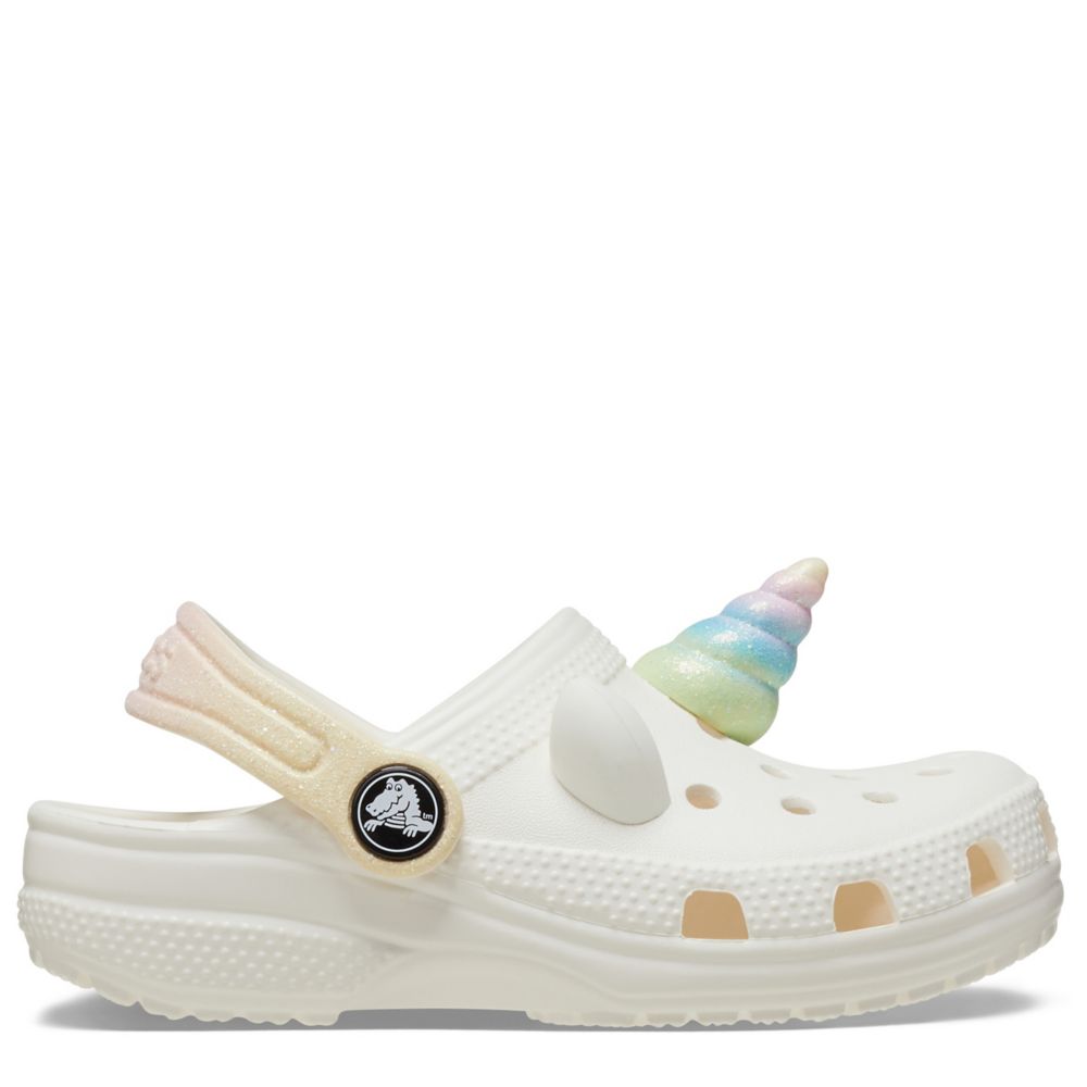 White crocs cheap with rainbow