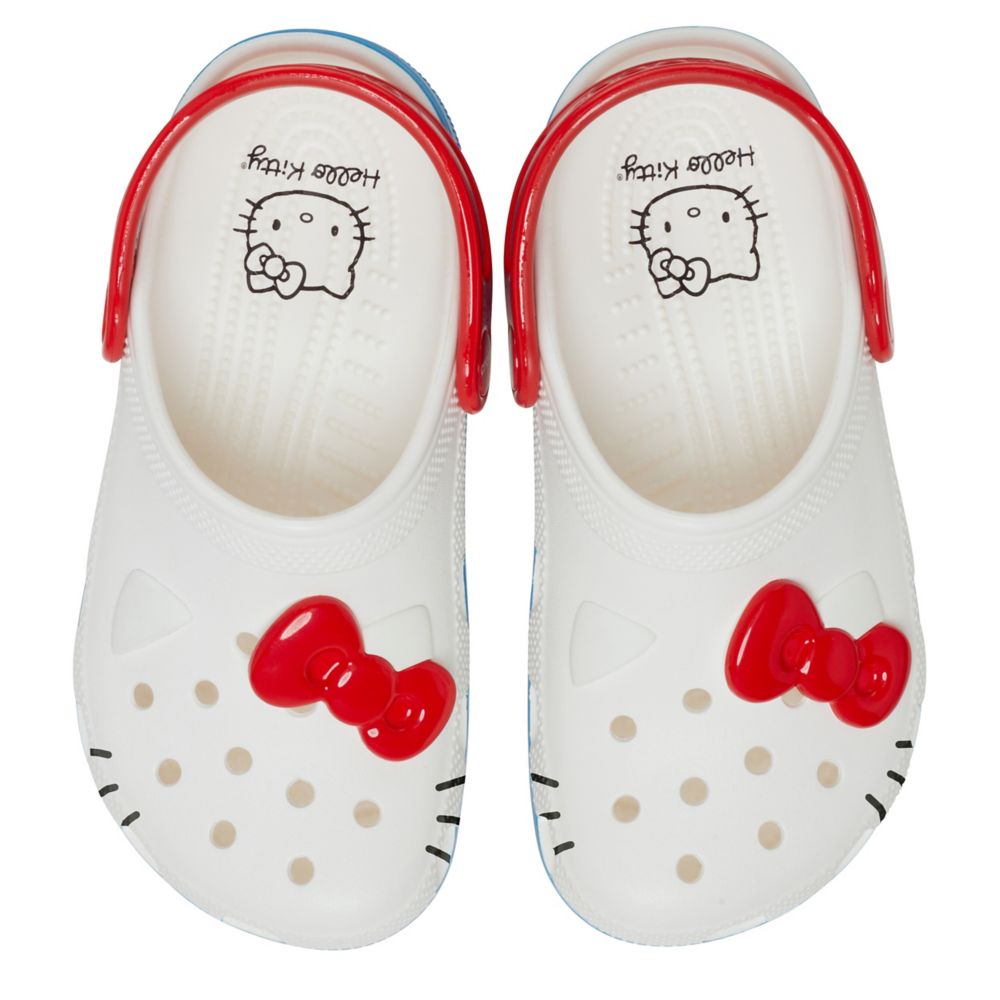 Red Crocs Girls Toddler Hello Kitty Classic Clog Rack Room Shoes