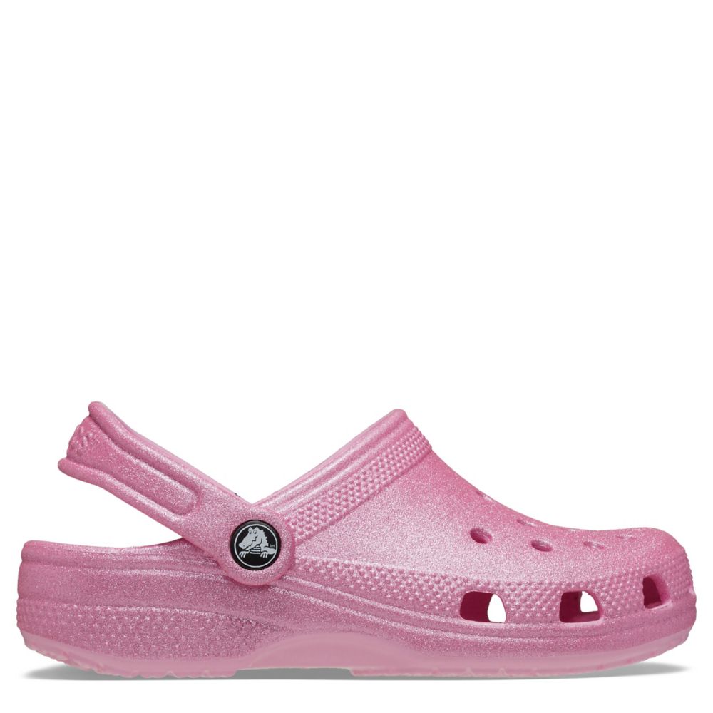 Crocs Girls Classic Glitter Clog in Pink main image 1