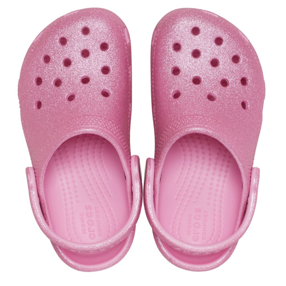 Crocs Girls Classic Glitter Clog in Pink main image 0