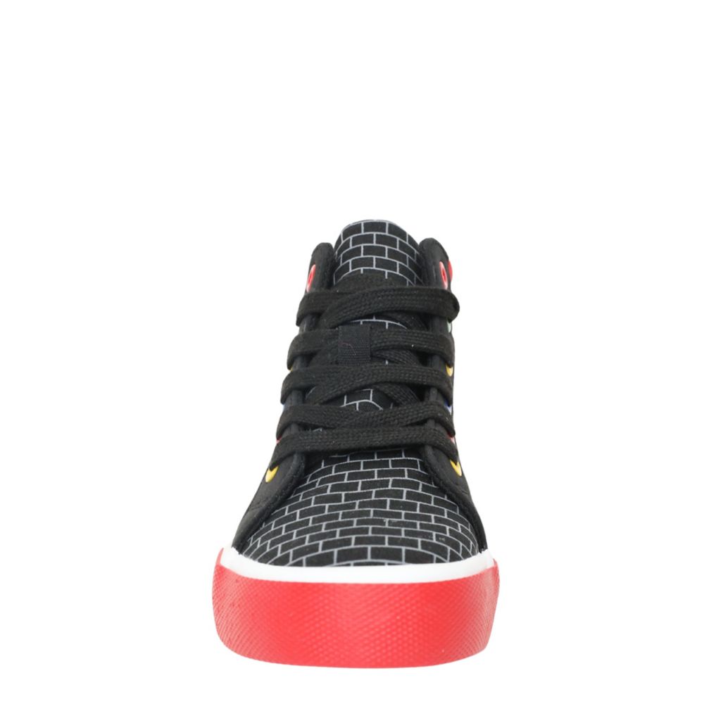 BOYS LITTLE-BIG KID MARIO AND LUIGI HIGH TOP SNEAKER - BLACK