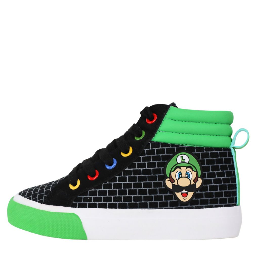 BOYS LITTLE-BIG KID MARIO AND LUIGI HIGH TOP SNEAKER - BLACK