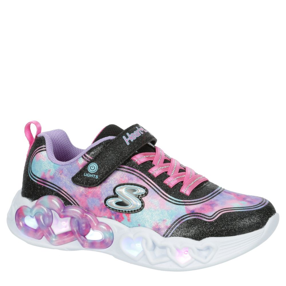 GIRLS LITTLE KID HEART LIGHTS LIGHT UP SNEAKER BLACK