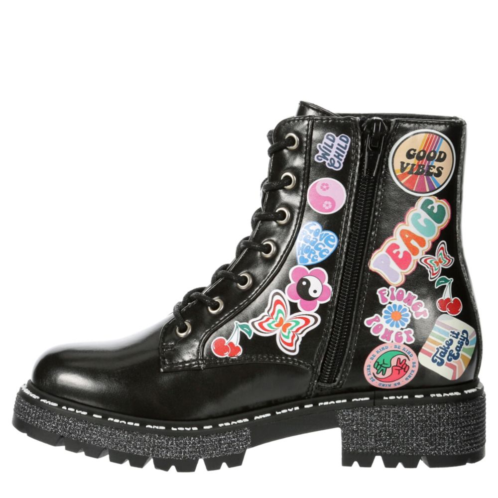 GIRLS LITTLE-BIG KID MGROOVIE COMBAT BOOT - BLACK