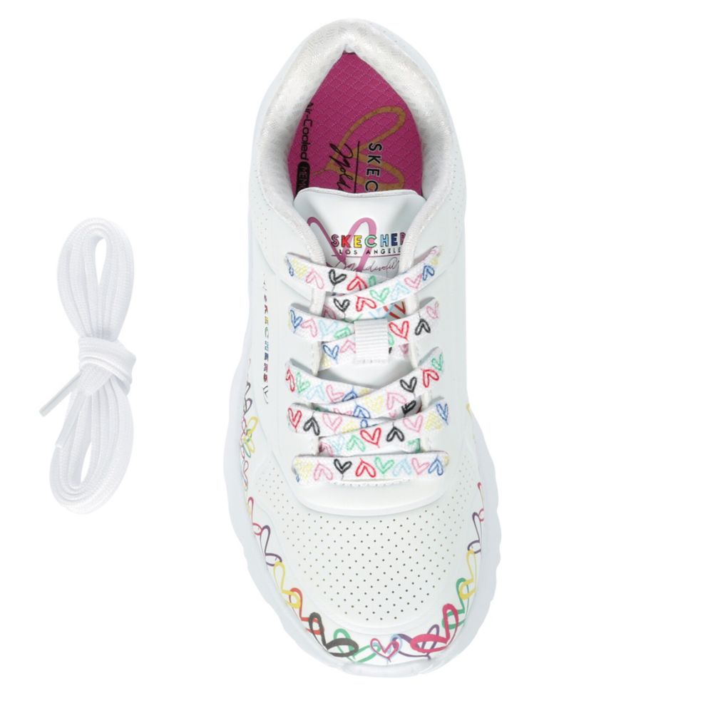 White Skechers Girls Little-big Kid Jgoldcrown Uno Lite