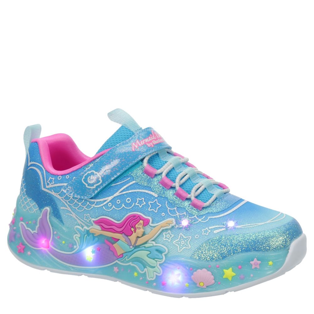 SKECHERS GIRLS LITTLE KID MERMAID DREAMS LIGHT UP SNEAKER BLUE