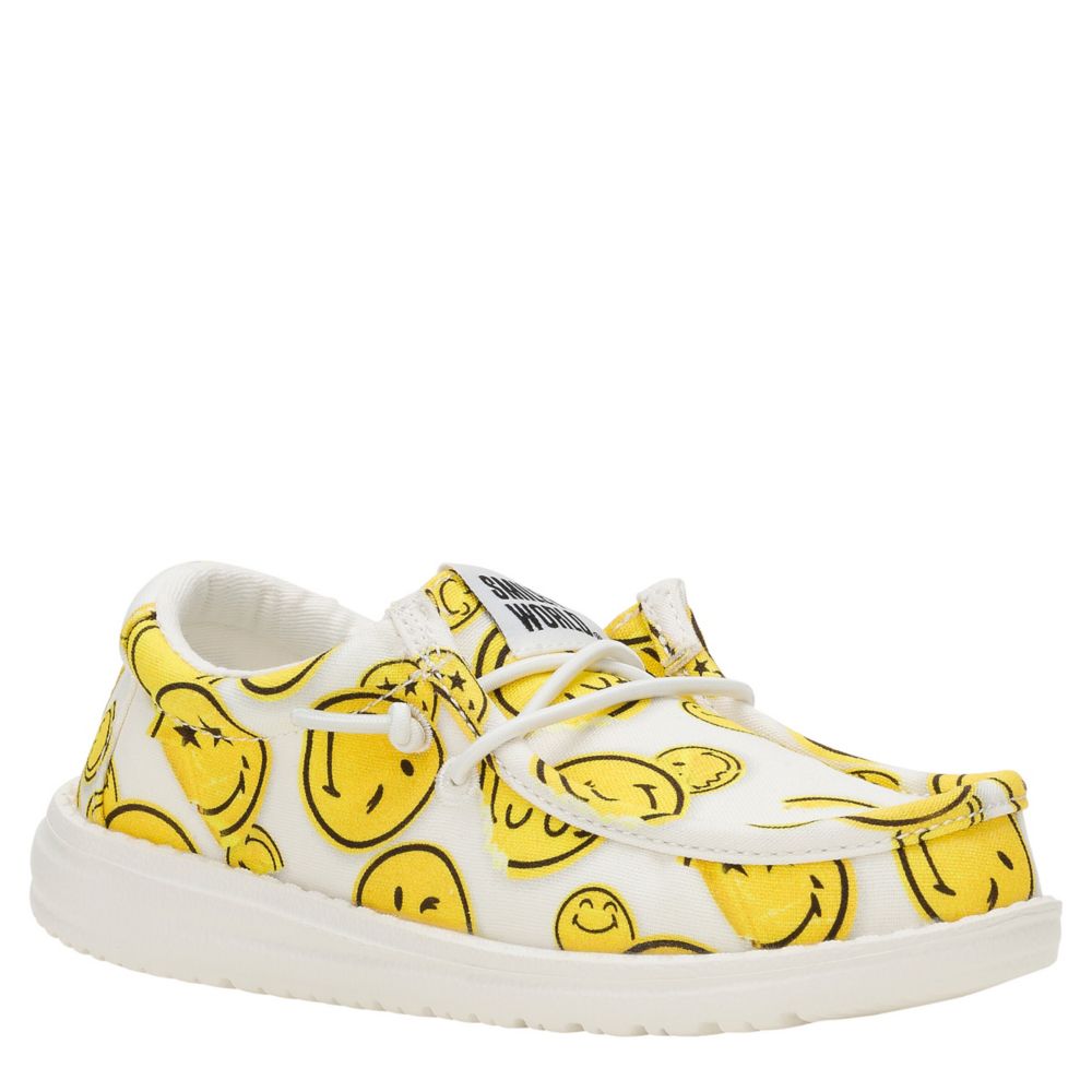 BOYS WALLY SMILEY YOUTH SLIP ON SNEAKER