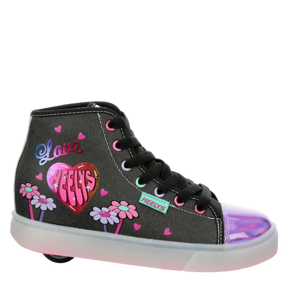 【LAZYZ】Teddy Room Shoes Black Heelys Girls Little-big Kid Veloz Sneaker | Rack Room