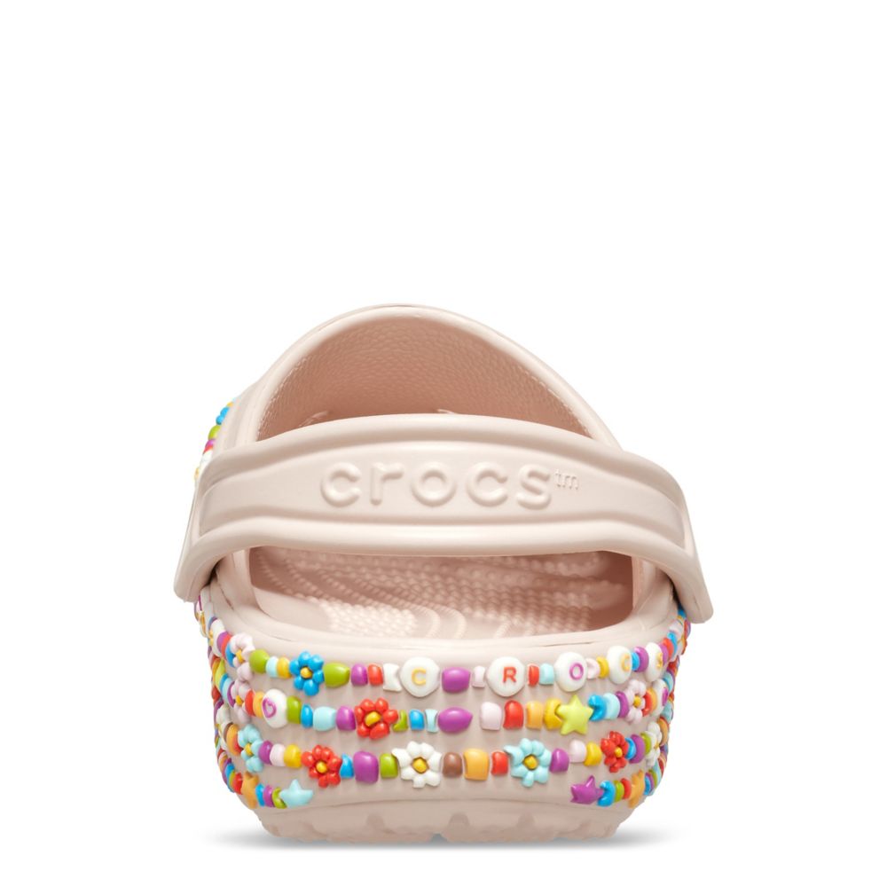 CROCS GIRLS LITTLE-BIG KID CLASSIC BEADED BAND CLOG - PALE PINK