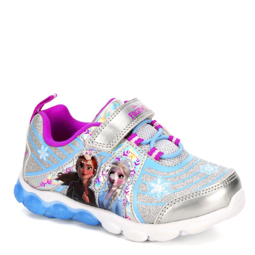 Silver Disney Girls Infant Frozen Light Up Sneaker Athletic Rack Room Shoes