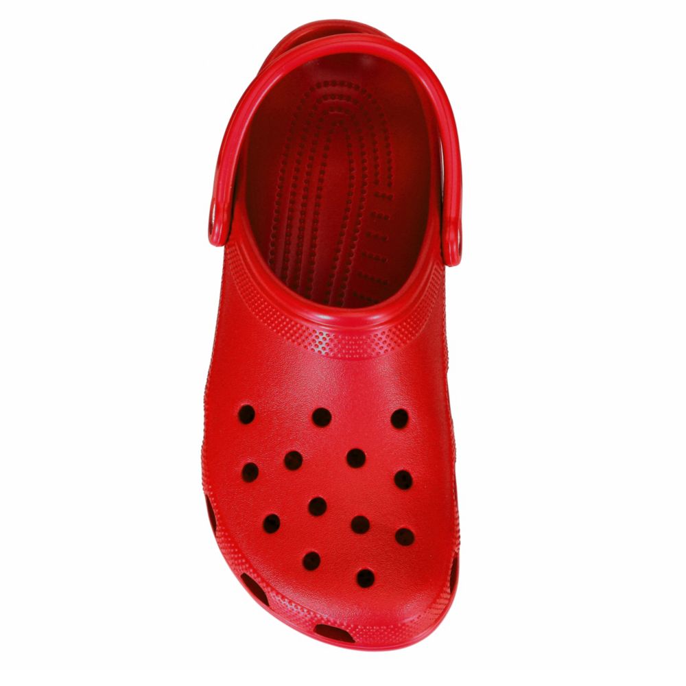 red and black crocs