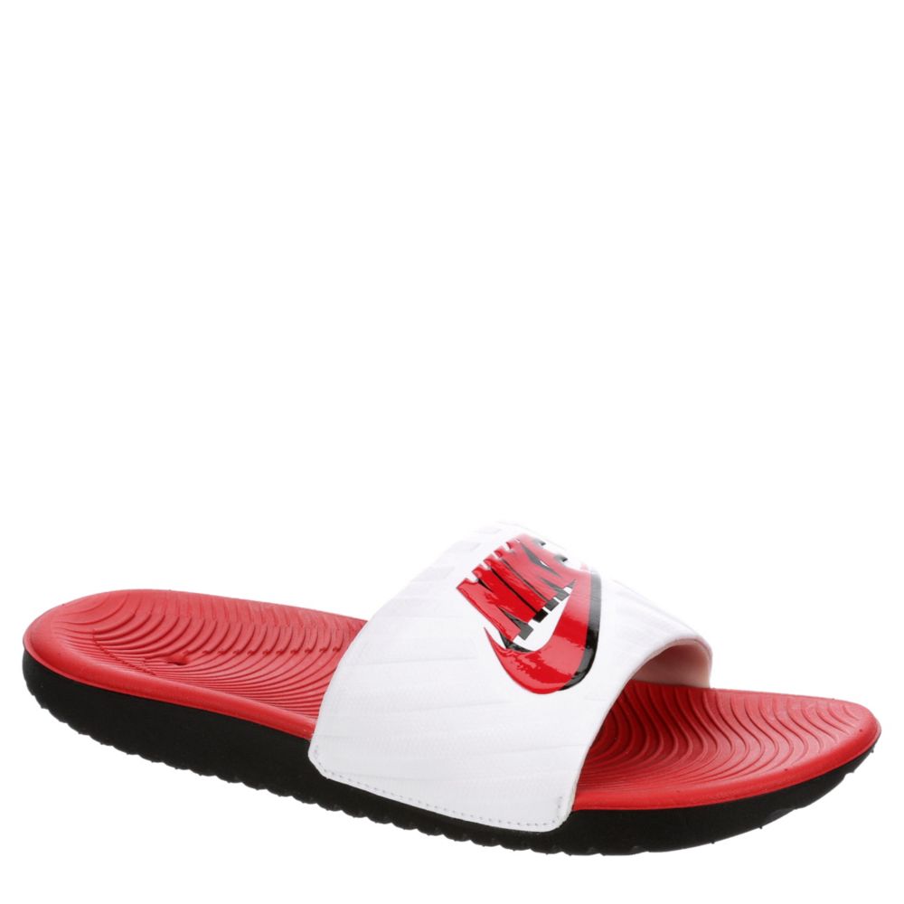 red and white nike slides
