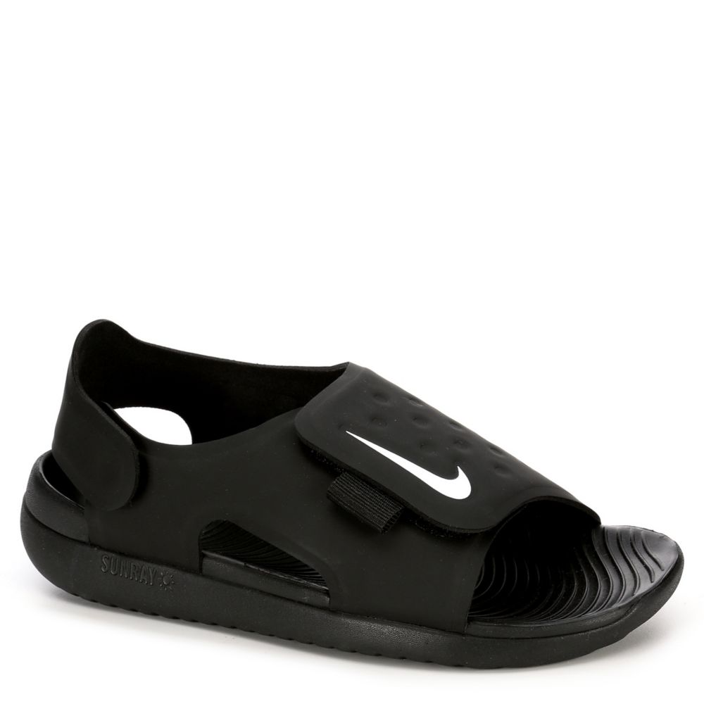 Black Nike Boys Little And Big Kid Sunray Adjust Outdoor Sandal | Velcro |  Rack Room Shoes