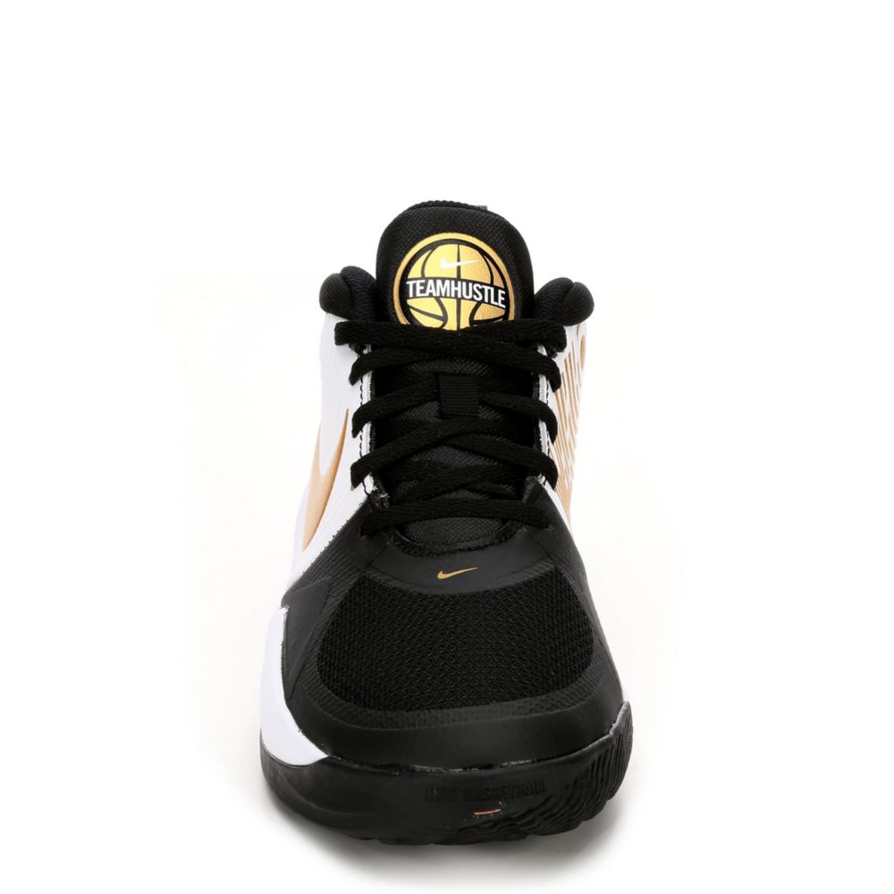 nike team hustle d9 black white gold