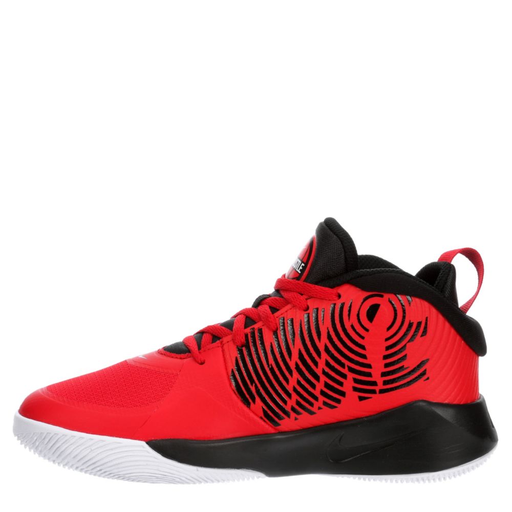 Red Nike Boys Team Hustle D9 High Top Basketball Shoe | Athletic | Rack