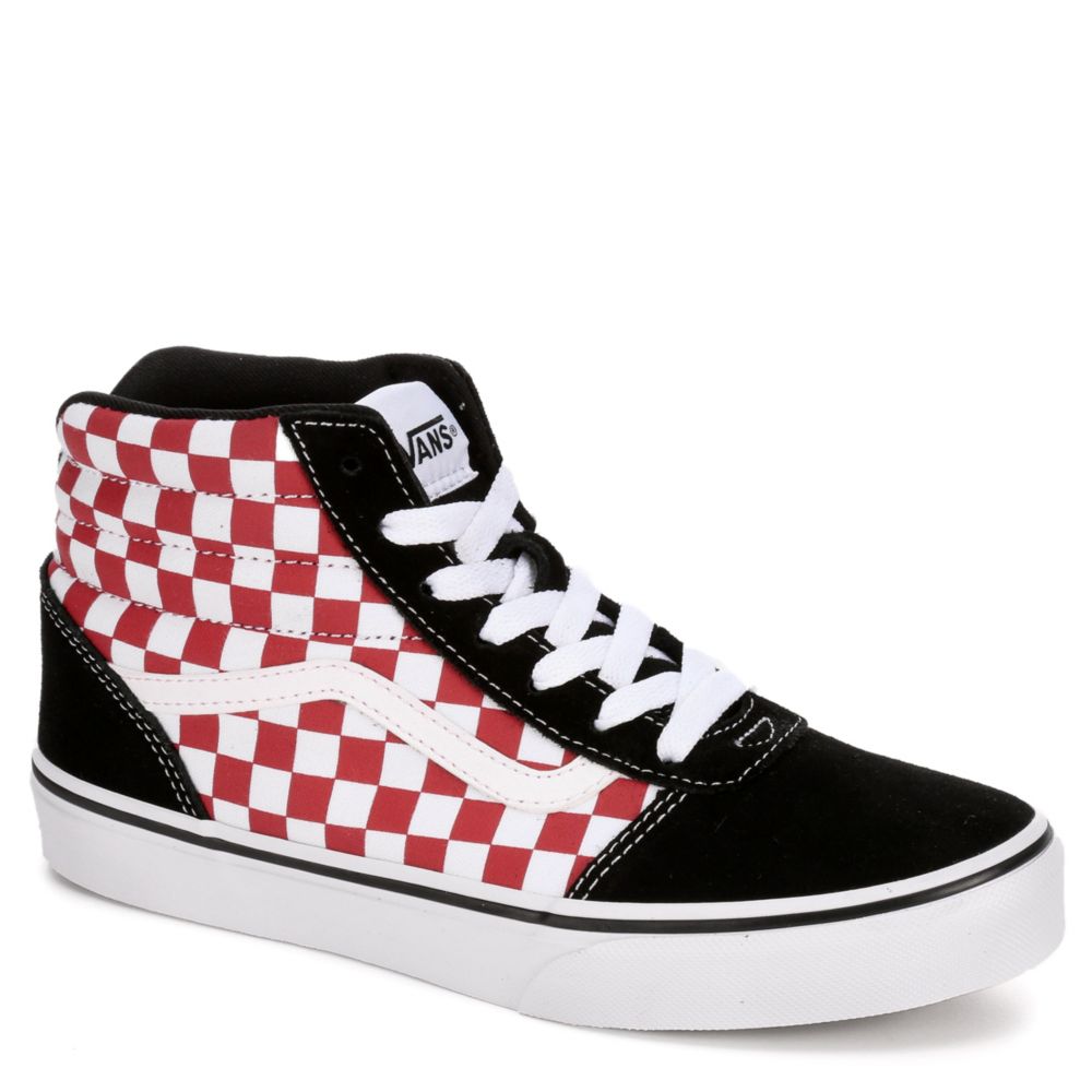 red checkered high top vans