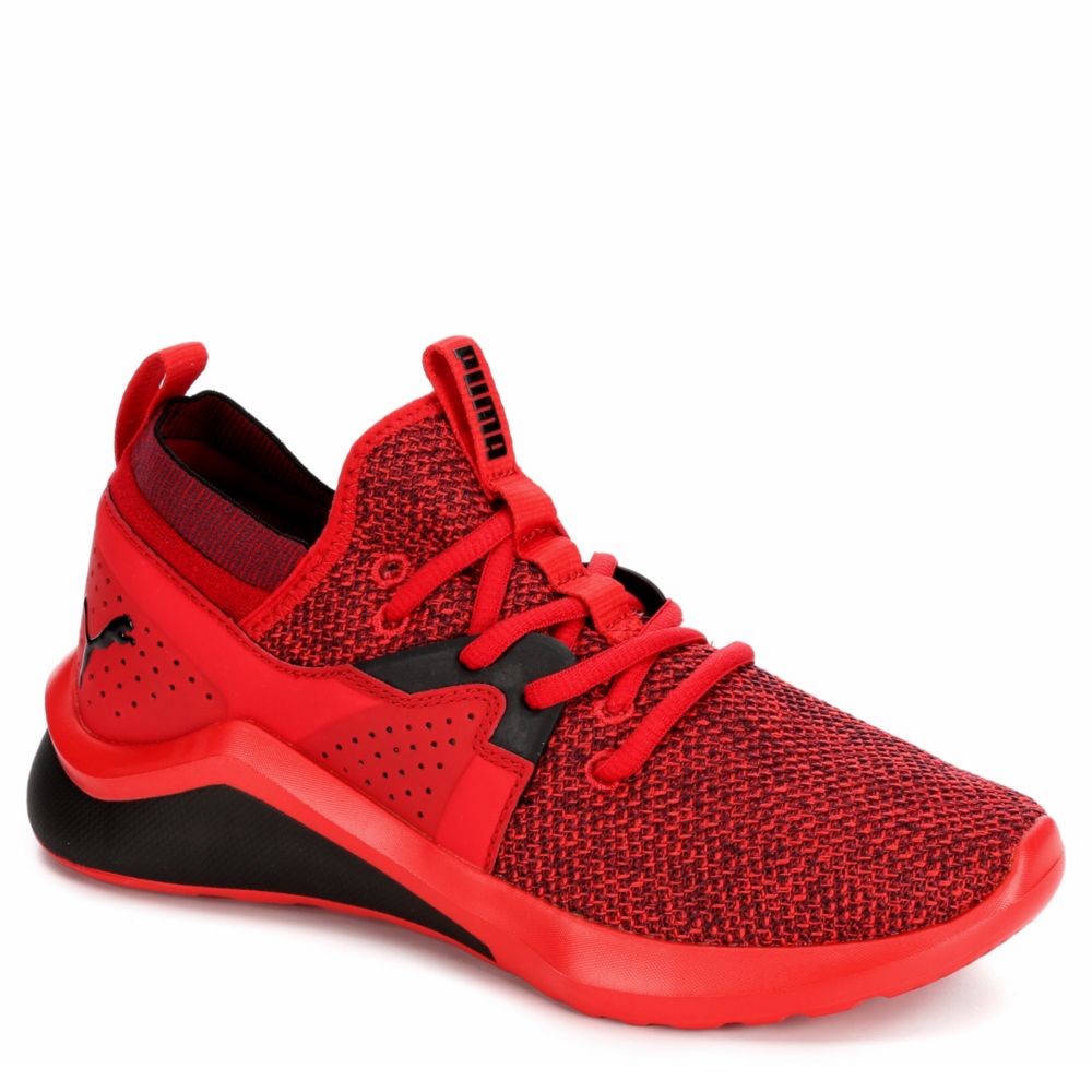 red puma sandals