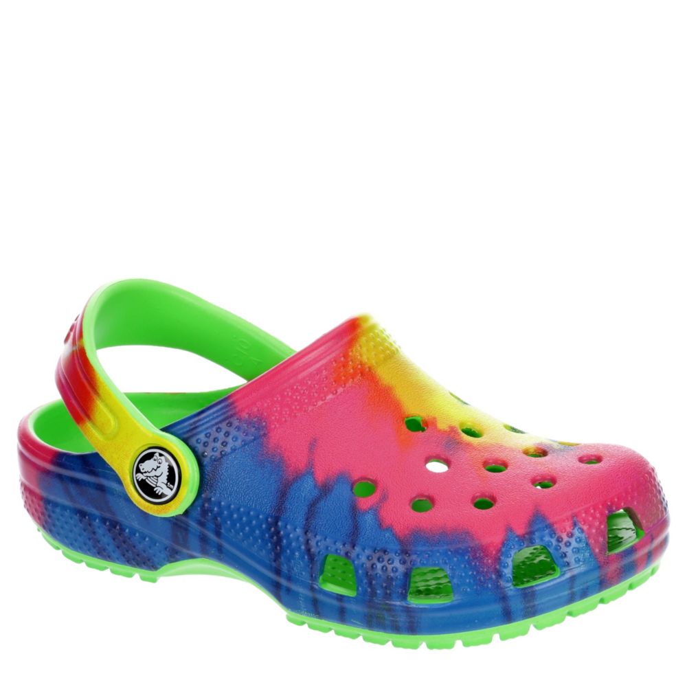 black tie dye crocs