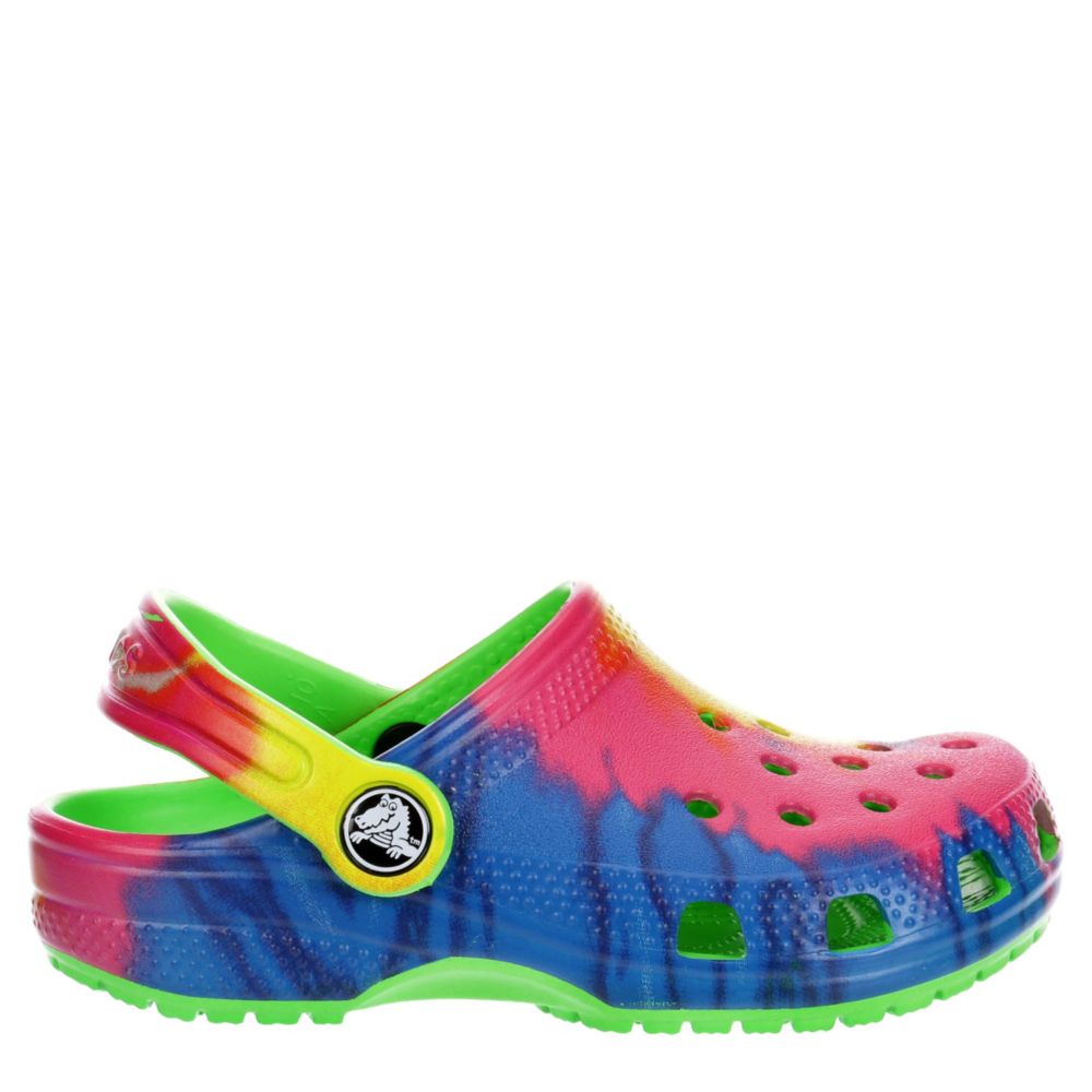 tie dye fuzzy crocs