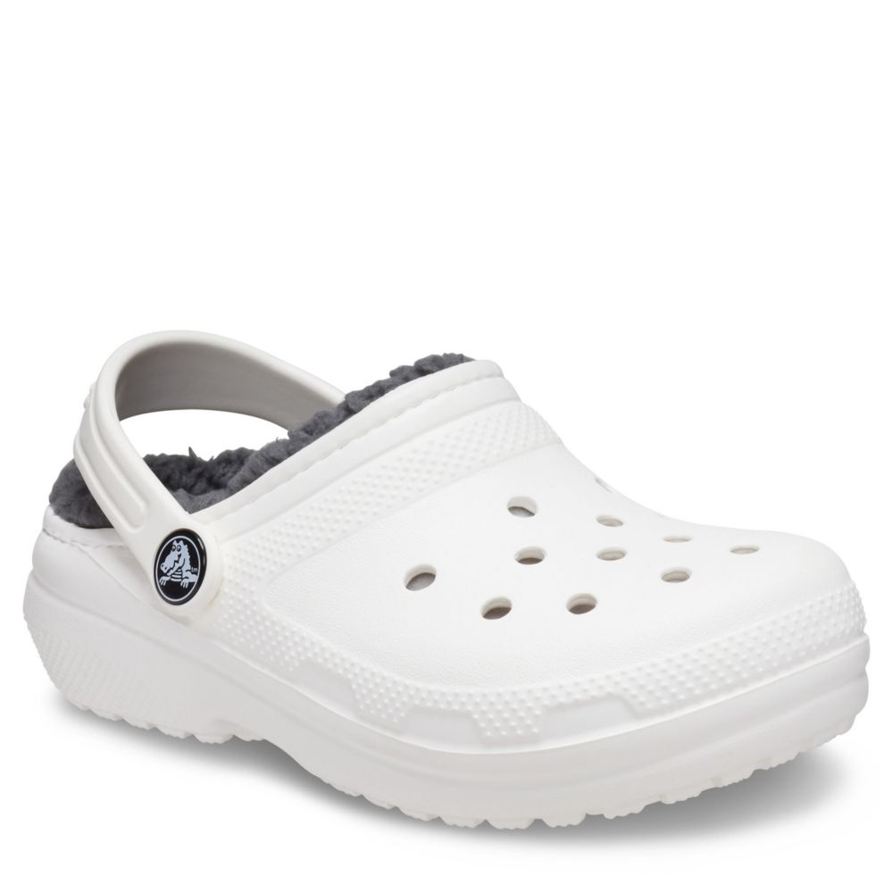 White Crocs Girls Classic Lined Clog 