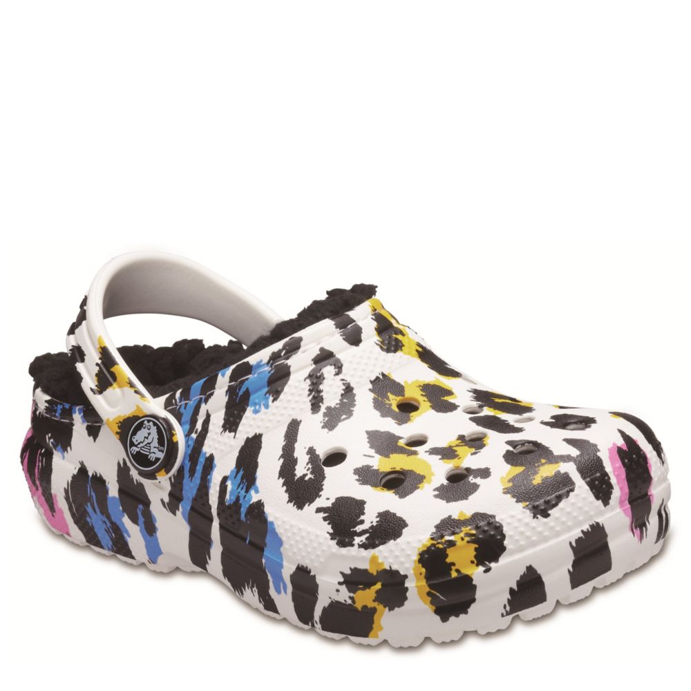 Leopard Crocs Girls Classic Lined Clog 