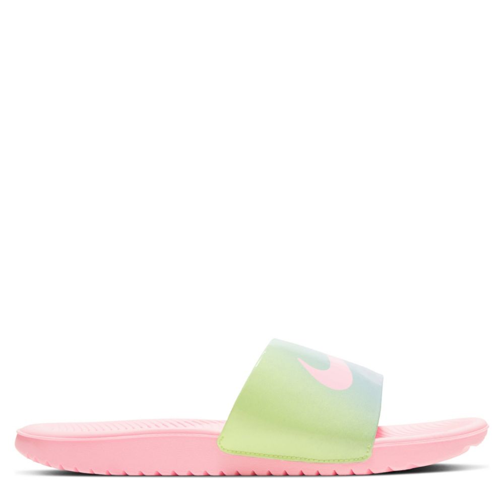 Girls pink nike store sliders