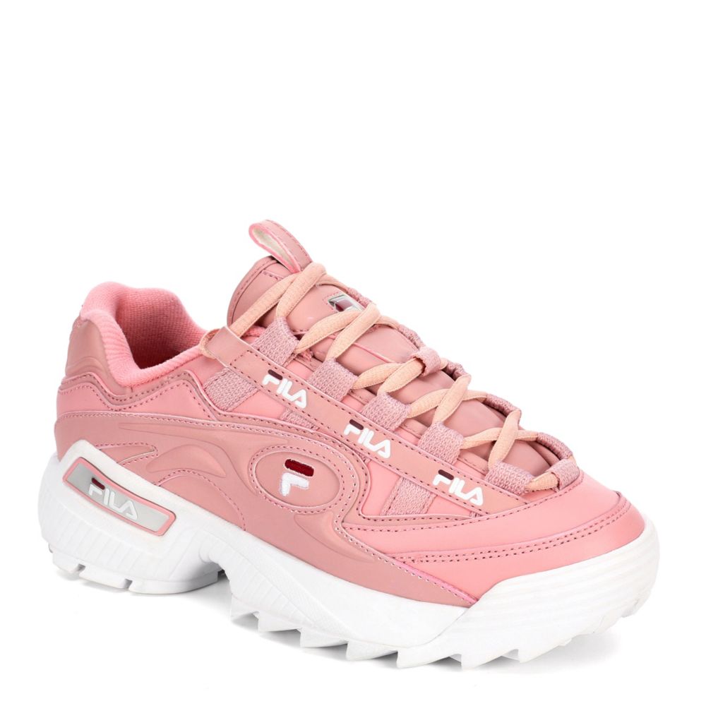 white and pink filas