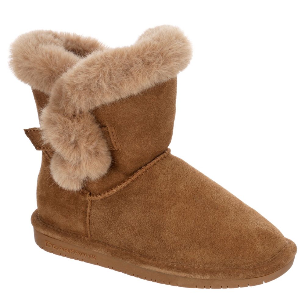 girls tan fur boots