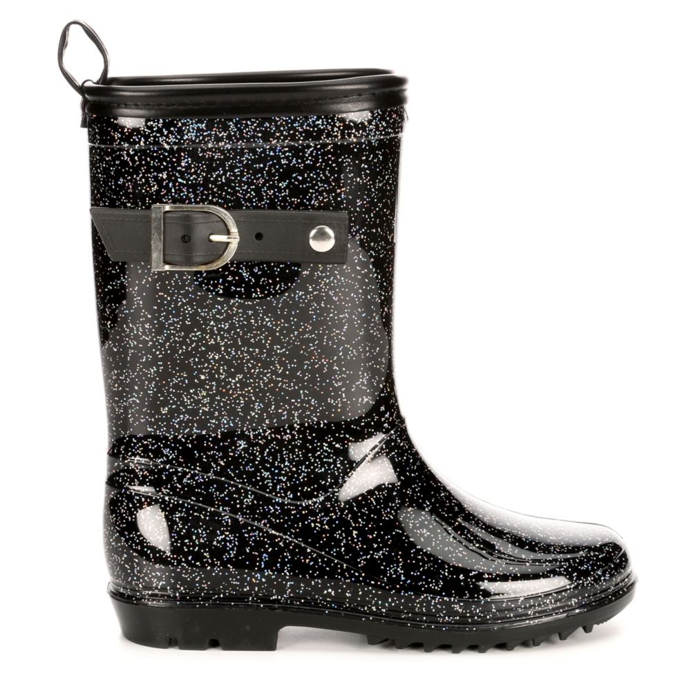 black glitter rain boots