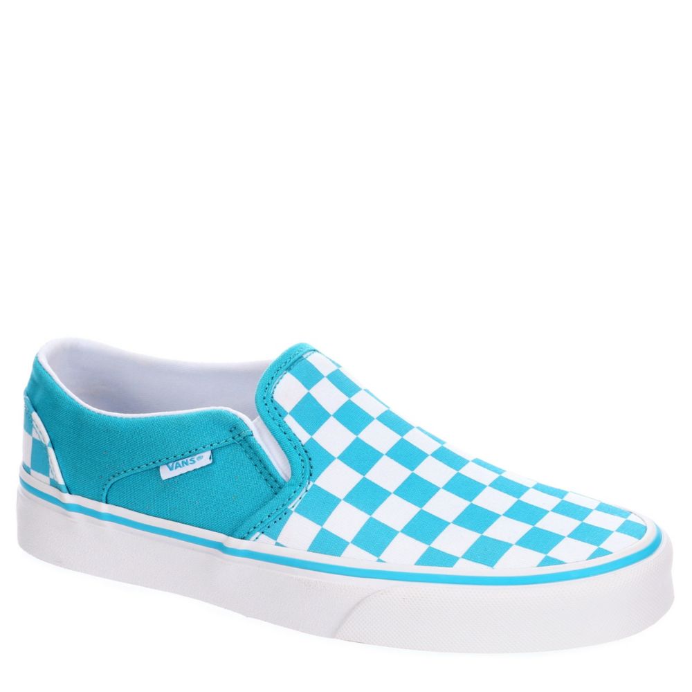 checkerboard vans teal