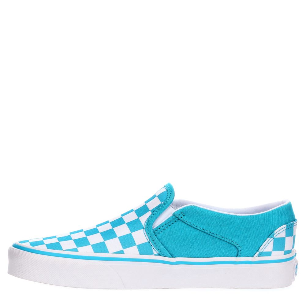 teal checkered vans womens