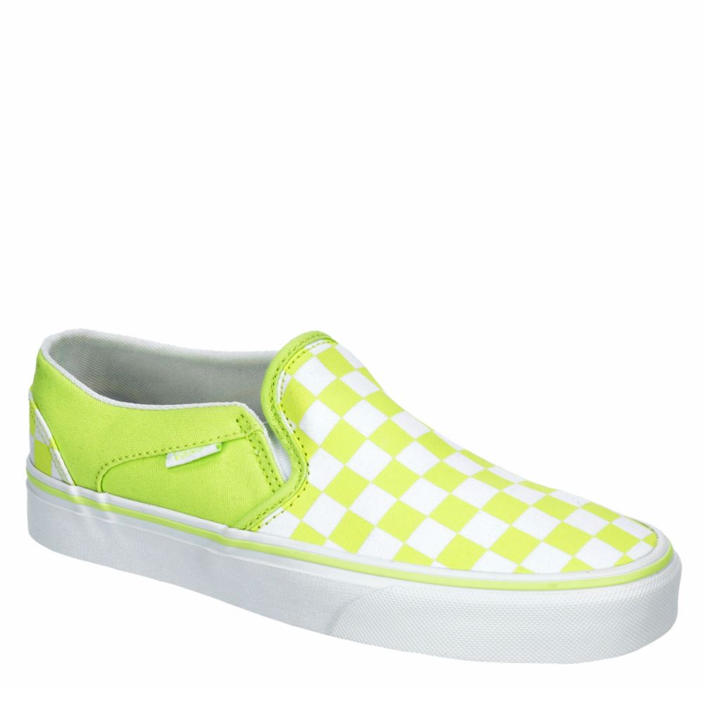 lime green checkerboard vans