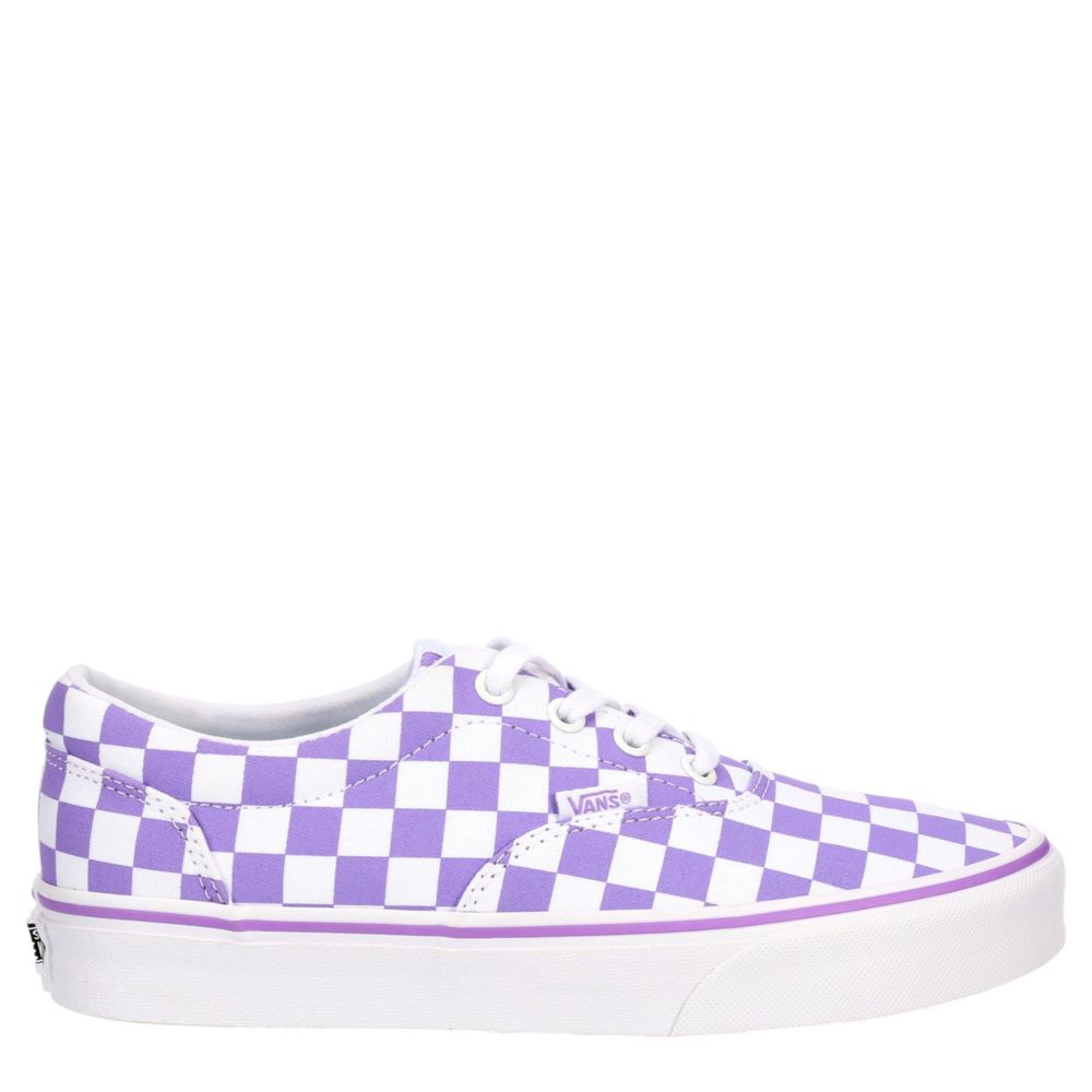light purple checkerboard slip on vans
