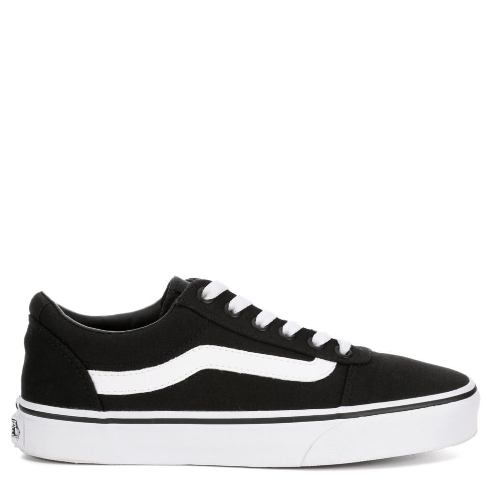 low top white and black vans