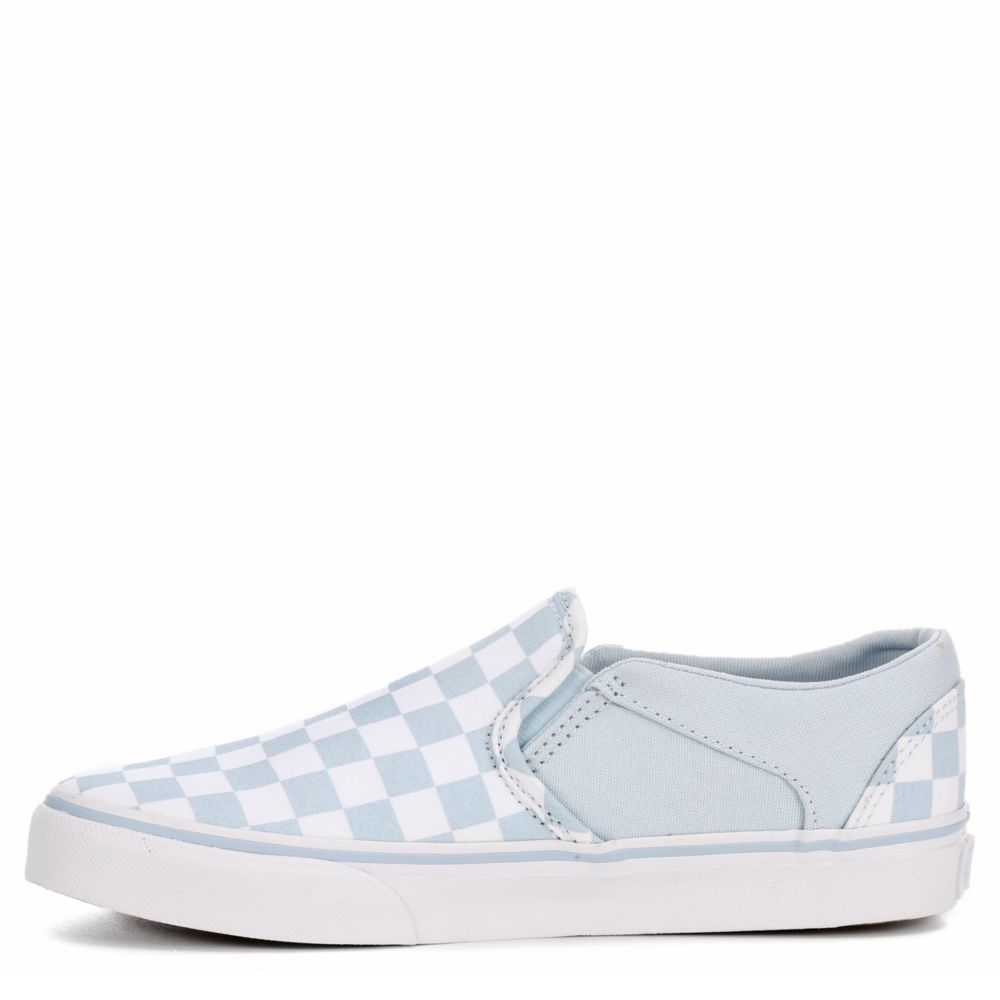Blue White Checkerboard Vans Asher Shoes | Rack Shoes
