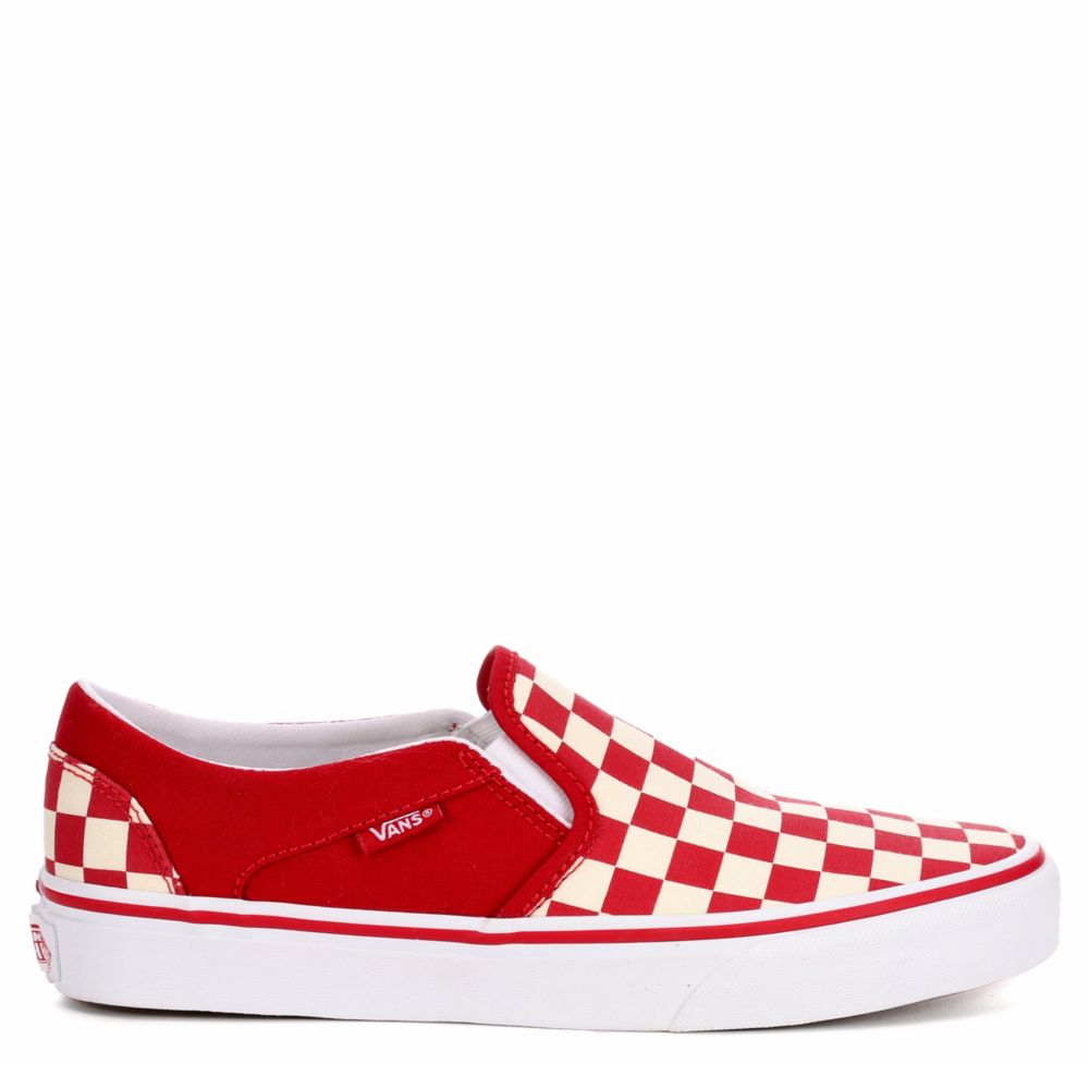 womens red checkered vans