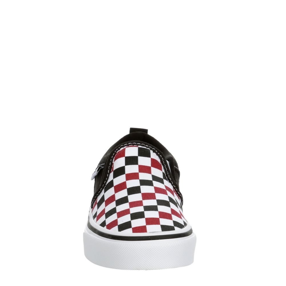 red and white checkerboard slip on vans