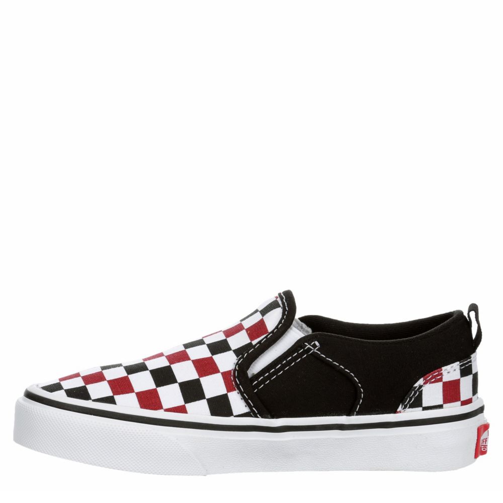 red and grey checkered vans