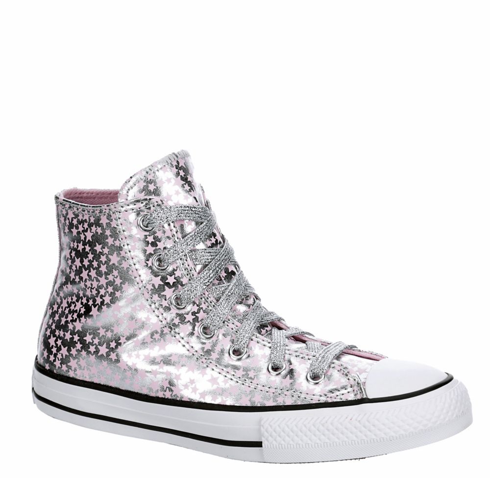 Silver Converse Girls Chuck Taylor All Star High Top Sneaker Athletic Rack Room Shoes