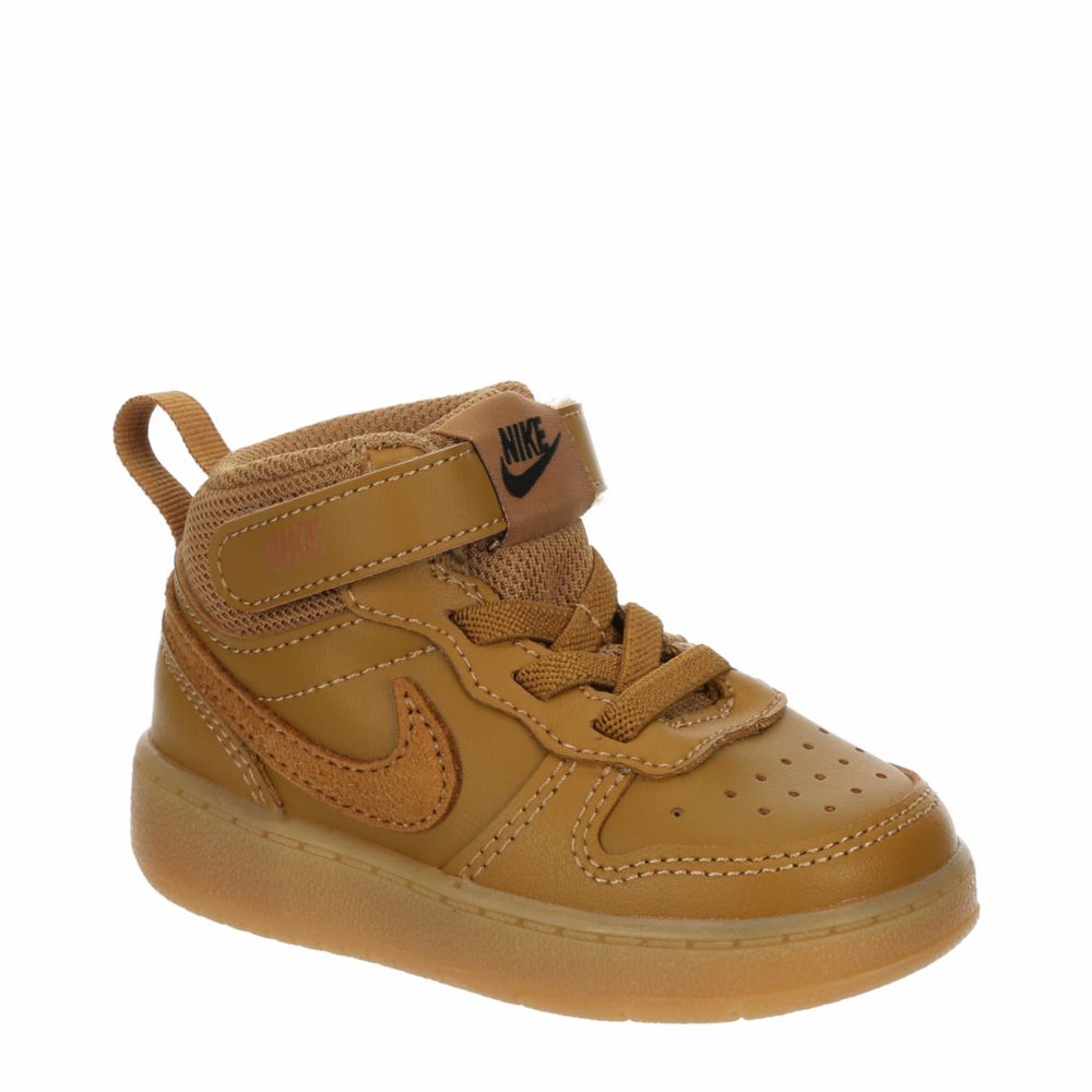 Tan Nike Boys Infant Court Borough Mid 2 Sneaker Velcro Rack Room Shoes