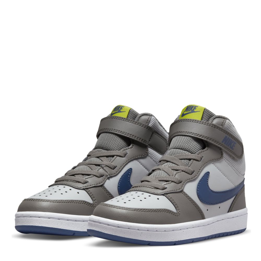 Horror Redada Contaminar Grey Nike Boys Court Borough 2 Mid Sneaker | Velcro | Rack Room Shoes