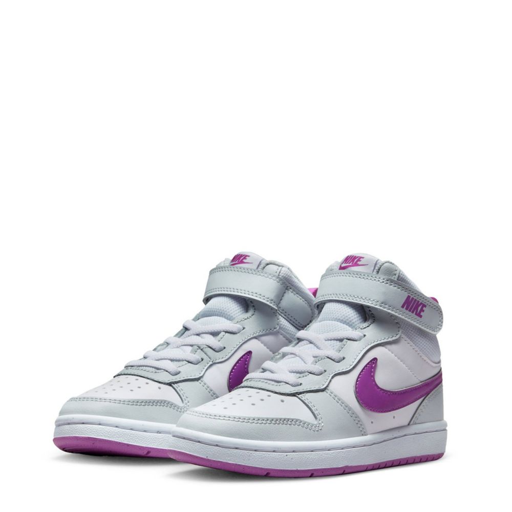 nike girls court borough 2 mid top sneaker - white