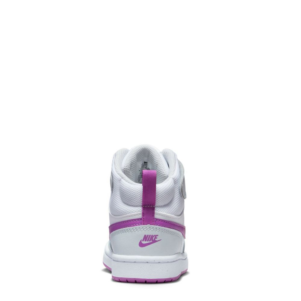 Platinum Nike Girls Little Kid Court Borough 2 Mid Top Sneaker, Kids
