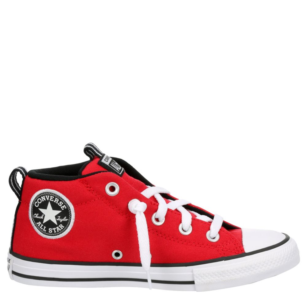 Youth red clearance high top converse