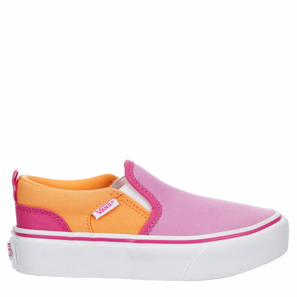 Fuschia Girls Little big Kid Asher Slip On Platform Sneaker Vans