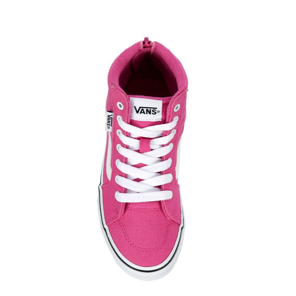 Kids pink clearance high top vans