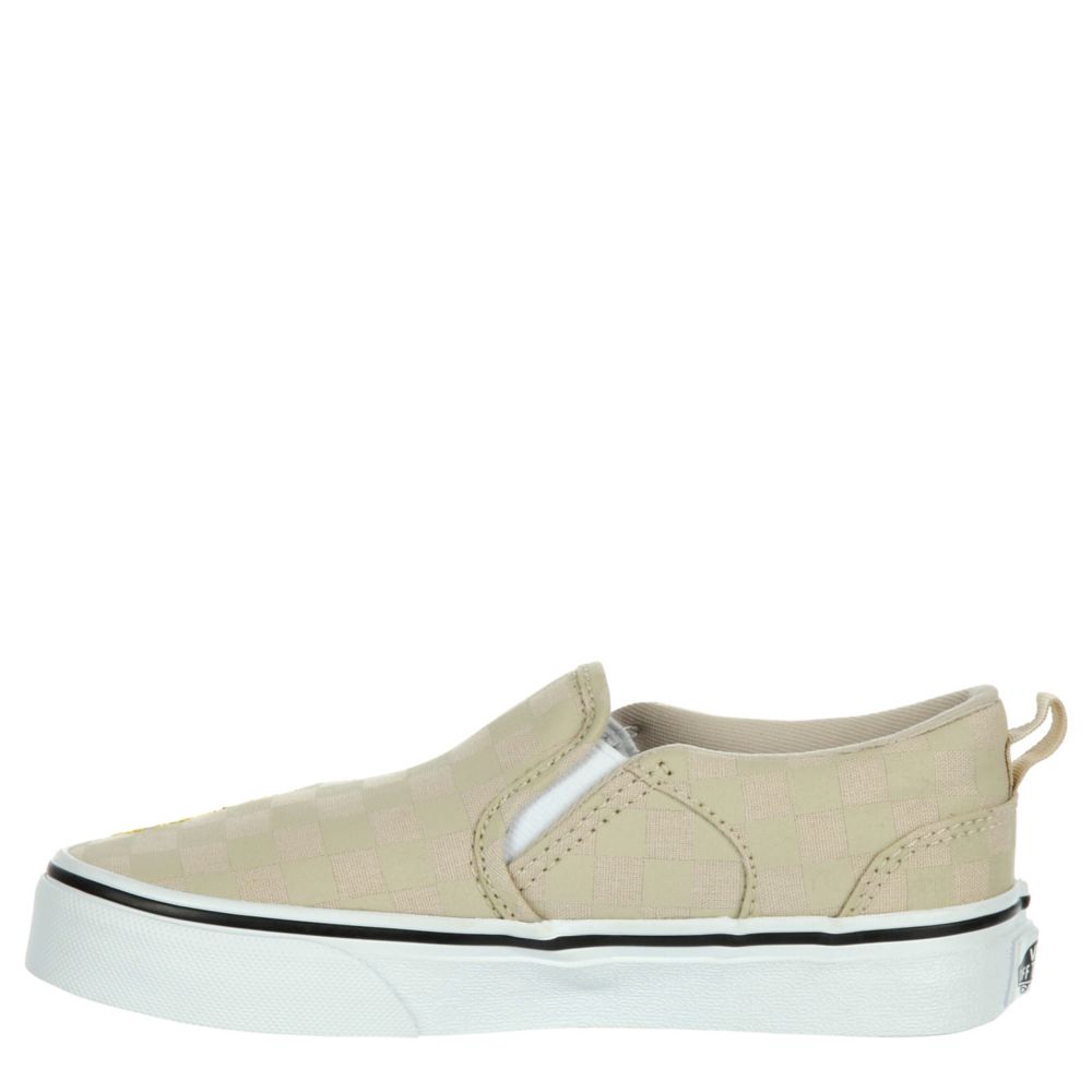 Taupe Girls Little-big Kid Asher Slip On Sneaker, Vans