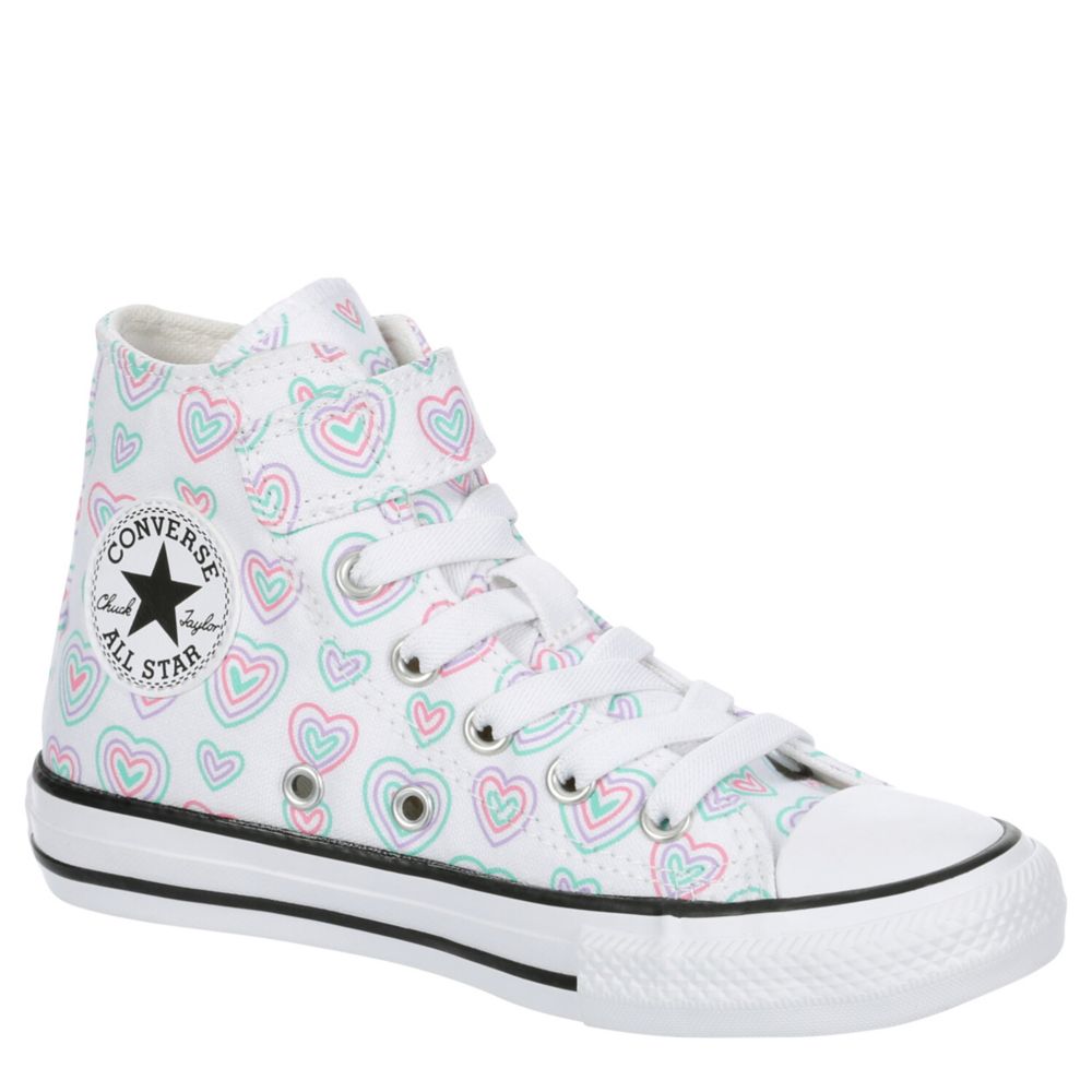 CONVERSE GIRLS CHUCK TAYLOR ALL STAR HEARTS MID SNEAKER WHITE